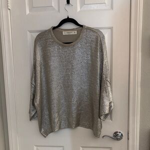 Zara Metallic Silver Crewneck Sweater